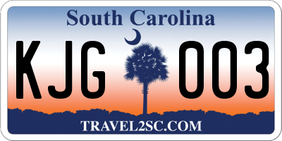 SC license plate KJG003