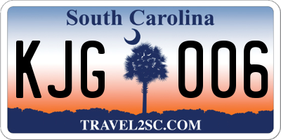SC license plate KJG006