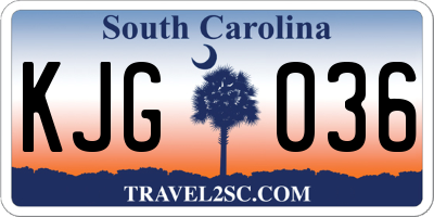 SC license plate KJG036