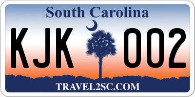 SC license plate KJK002