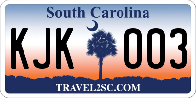 SC license plate KJK003