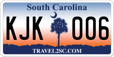 SC license plate KJK006