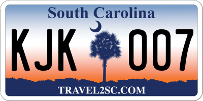 SC license plate KJK007