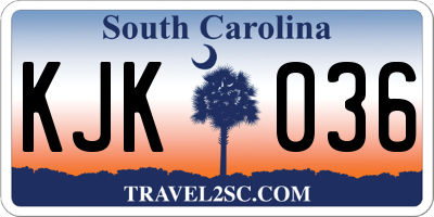 SC license plate KJK036