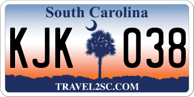 SC license plate KJK038
