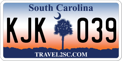 SC license plate KJK039