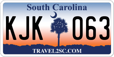 SC license plate KJK063