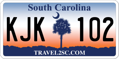 SC license plate KJK102