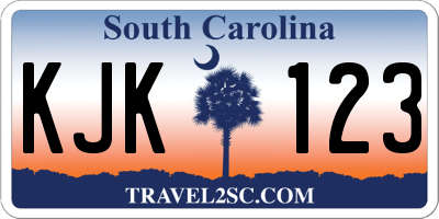 SC license plate KJK123