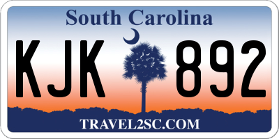 SC license plate KJK892