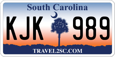 SC license plate KJK989