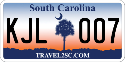 SC license plate KJL007