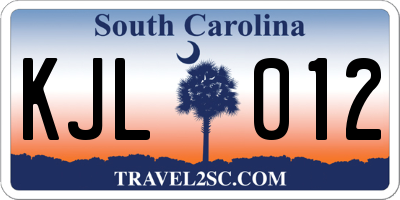 SC license plate KJL012