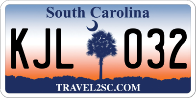 SC license plate KJL032