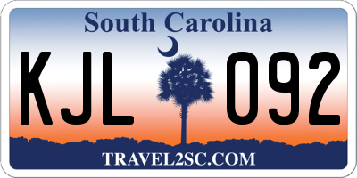 SC license plate KJL092