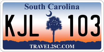 SC license plate KJL103