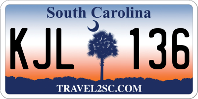 SC license plate KJL136