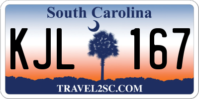 SC license plate KJL167