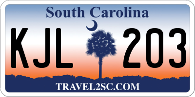 SC license plate KJL203