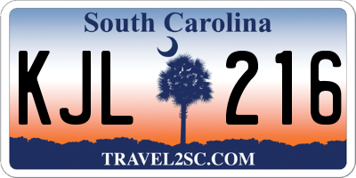 SC license plate KJL216