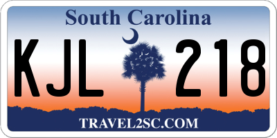 SC license plate KJL218