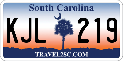 SC license plate KJL219