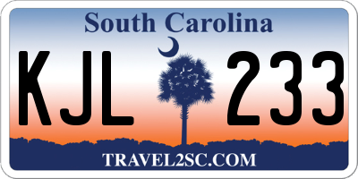SC license plate KJL233