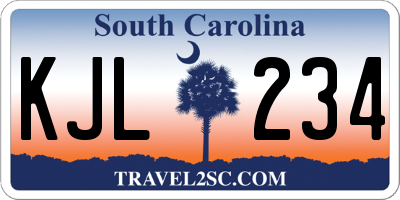 SC license plate KJL234