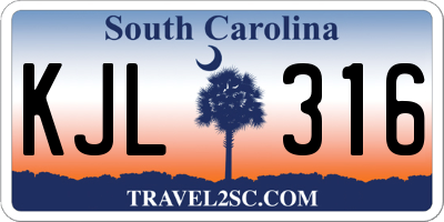 SC license plate KJL316