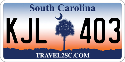 SC license plate KJL403