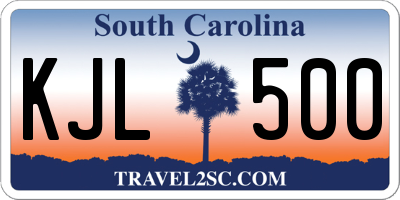 SC license plate KJL500