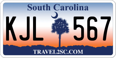 SC license plate KJL567