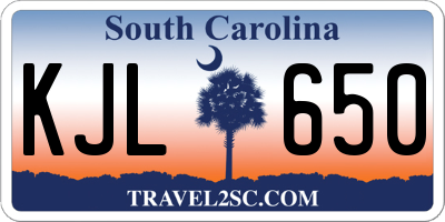 SC license plate KJL650