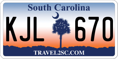 SC license plate KJL670
