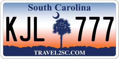 SC license plate KJL777