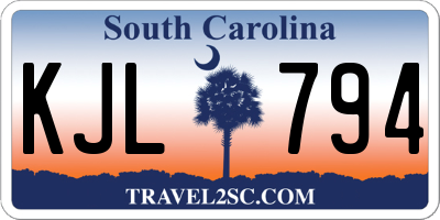 SC license plate KJL794
