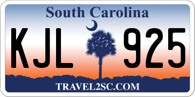 SC license plate KJL925