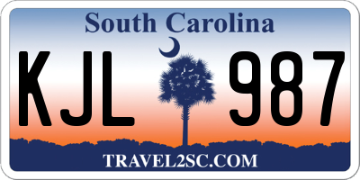 SC license plate KJL987