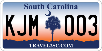 SC license plate KJM003