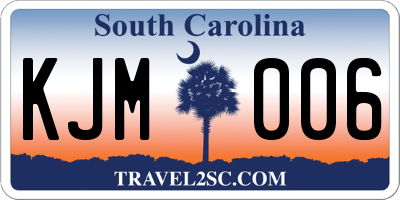 SC license plate KJM006