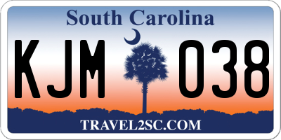 SC license plate KJM038