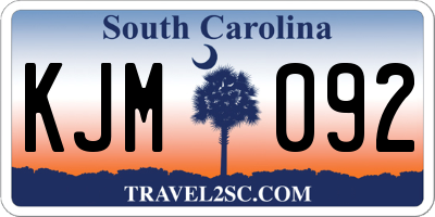 SC license plate KJM092