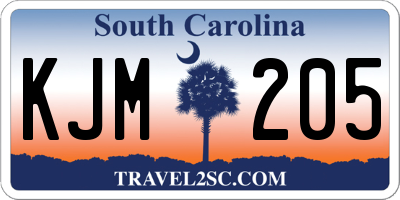 SC license plate KJM205