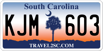 SC license plate KJM603
