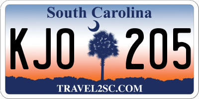 SC license plate KJO205