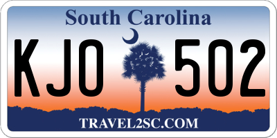 SC license plate KJO502