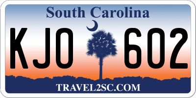 SC license plate KJO602