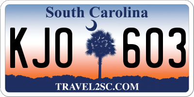 SC license plate KJO603