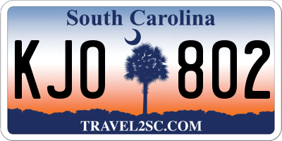 SC license plate KJO802