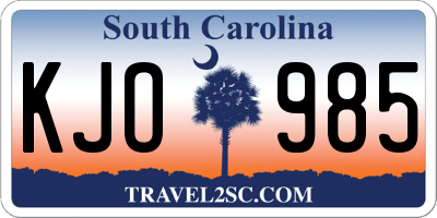 SC license plate KJO985